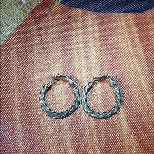 Silver Twisted Hoop Earrings